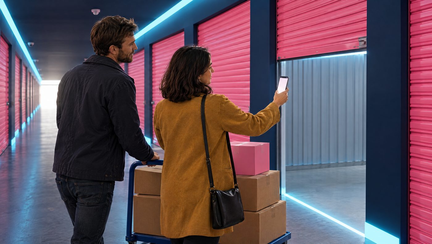 A couple at their pink Boxroom unit